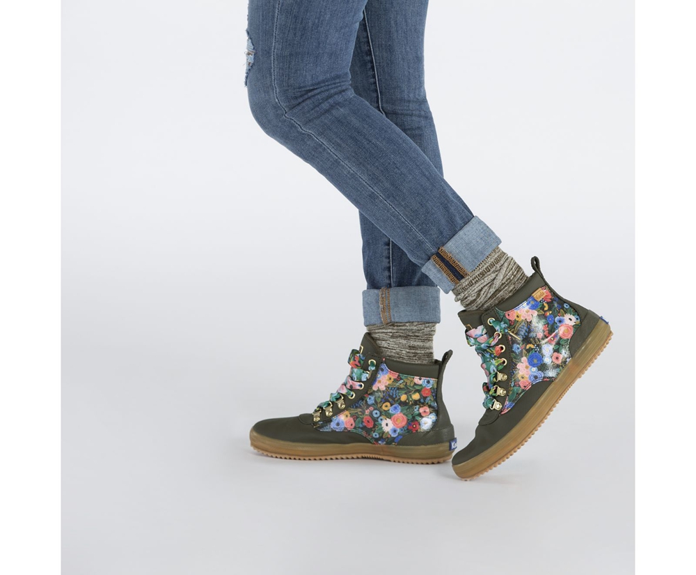 Keds Sneakers Green - Rifle Paper Co. Scout Water-Resistant Boot Garden Party - Womens LHPNQG-906